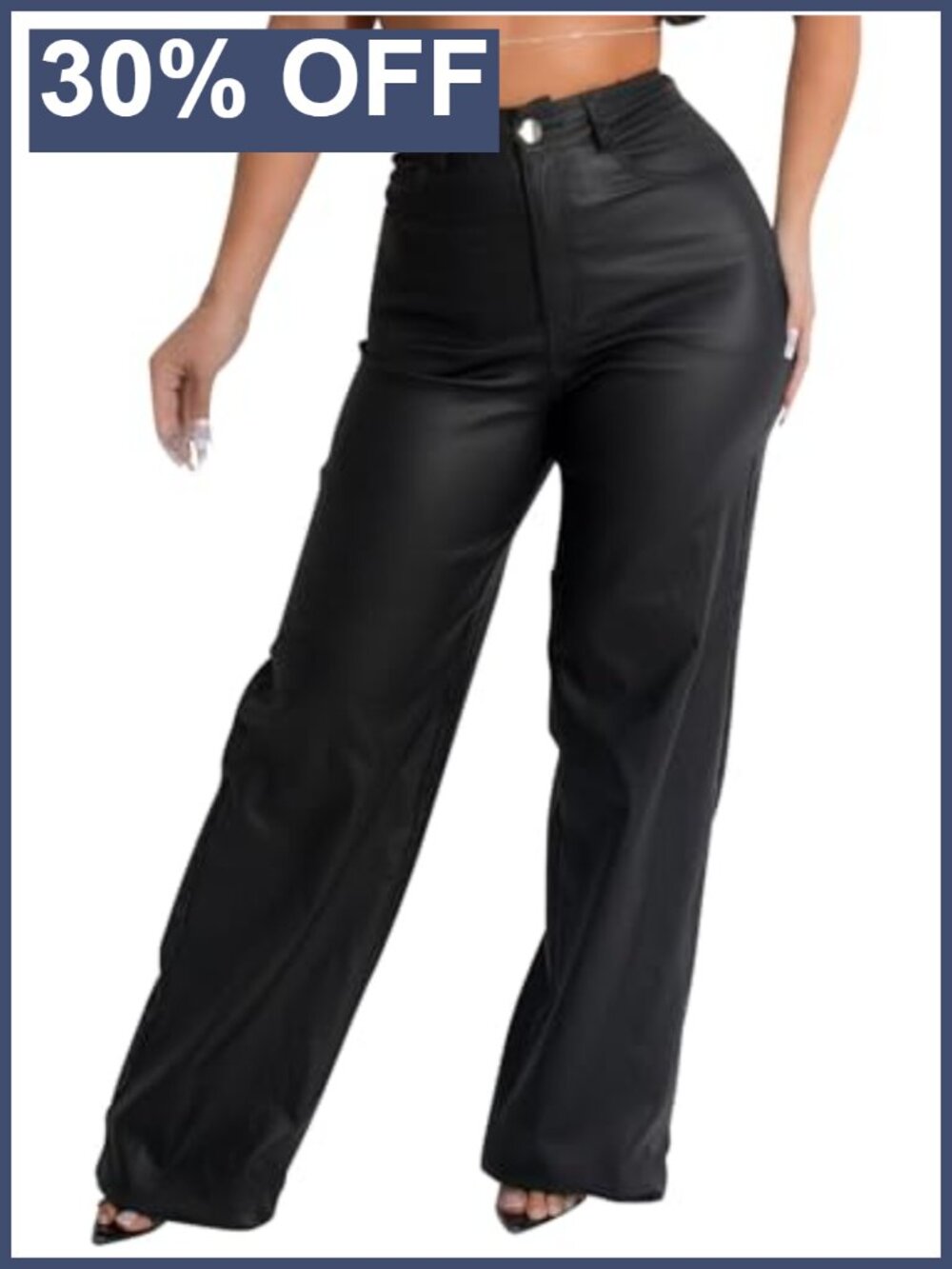 Faux Leather High Waist Straight Leg Pants Casual Cocktail Party